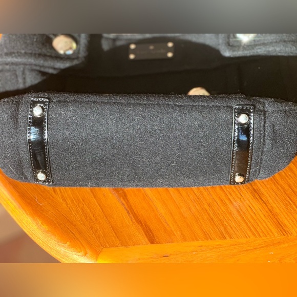 🖤 Kate Spade New York Black Italian Wool Felt Top Handle Tote - Picture 9 of 10